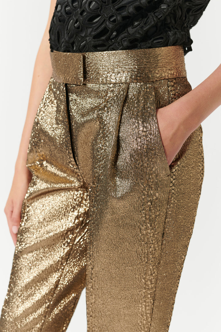 Dea Kudibal Trousers Camettidea Pleat Front Black Gold 0381024 - Lonah Boutique