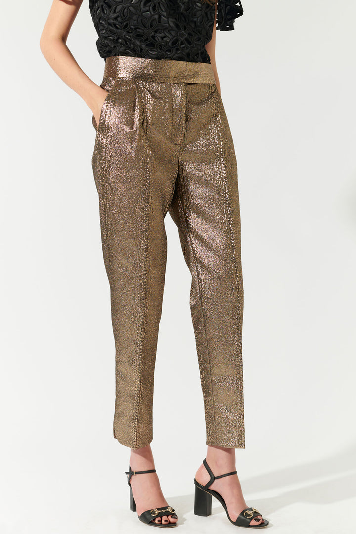 Dea Kudibal Trousers Camettidea Pleat Front Black Gold 0381024 - Lonah Boutique