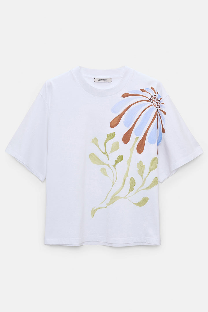 Dorothee Schumacher 423601 White Sky Daydream Flower Print T-Shirt 008