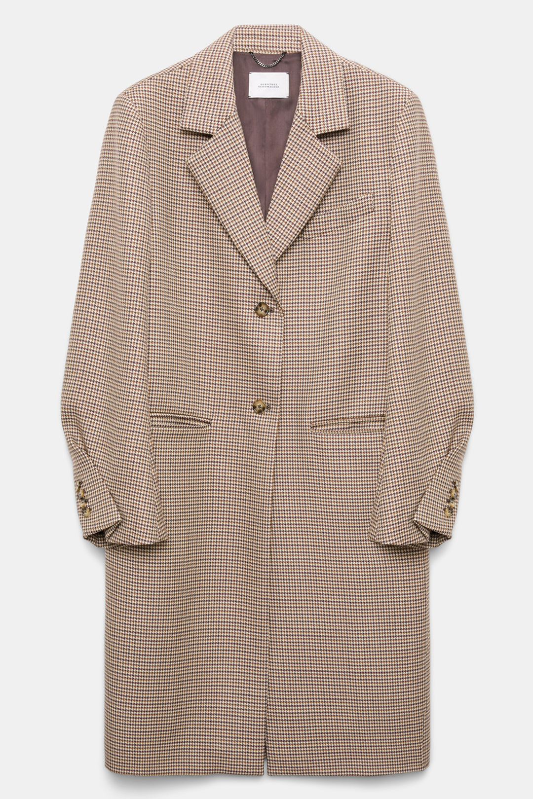 Dorothee Schumacher Beige Check Graphic Chic Wool Coat 646001 037, front packshot