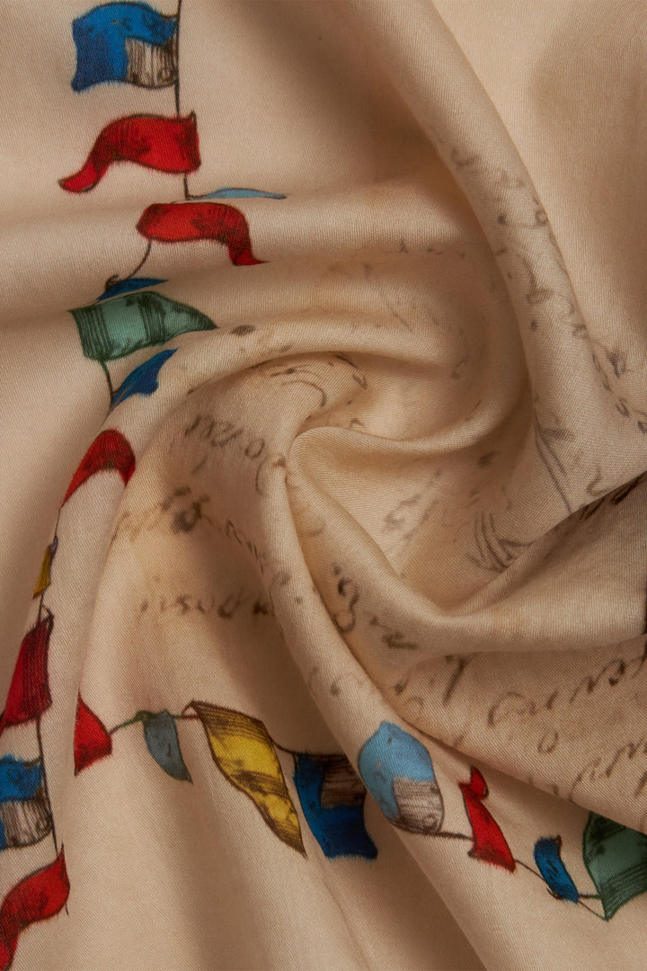 Faliero Sarti Little Baloon E262017 Cream Print Square Cotton Scarf 1150
