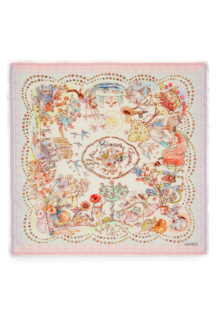 Faliero Sarti New Little Spring E262049 Pink Print Square Cotton Scarf 91640