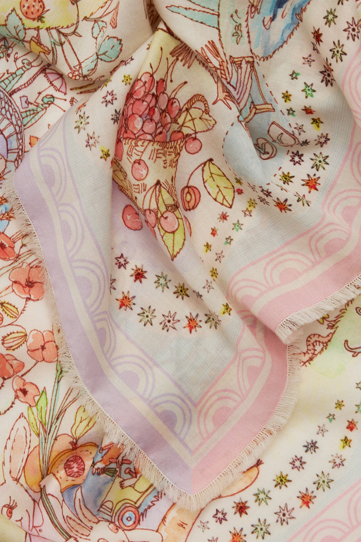 Faliero Sarti New Little Spring E262049 Pink Print Square Cotton Scarf 91640