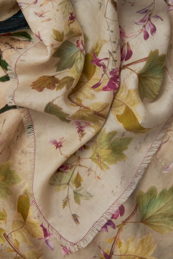 Faliero Sarti Primavera E262016 Ivory Print Square Cotton Scarf 1040