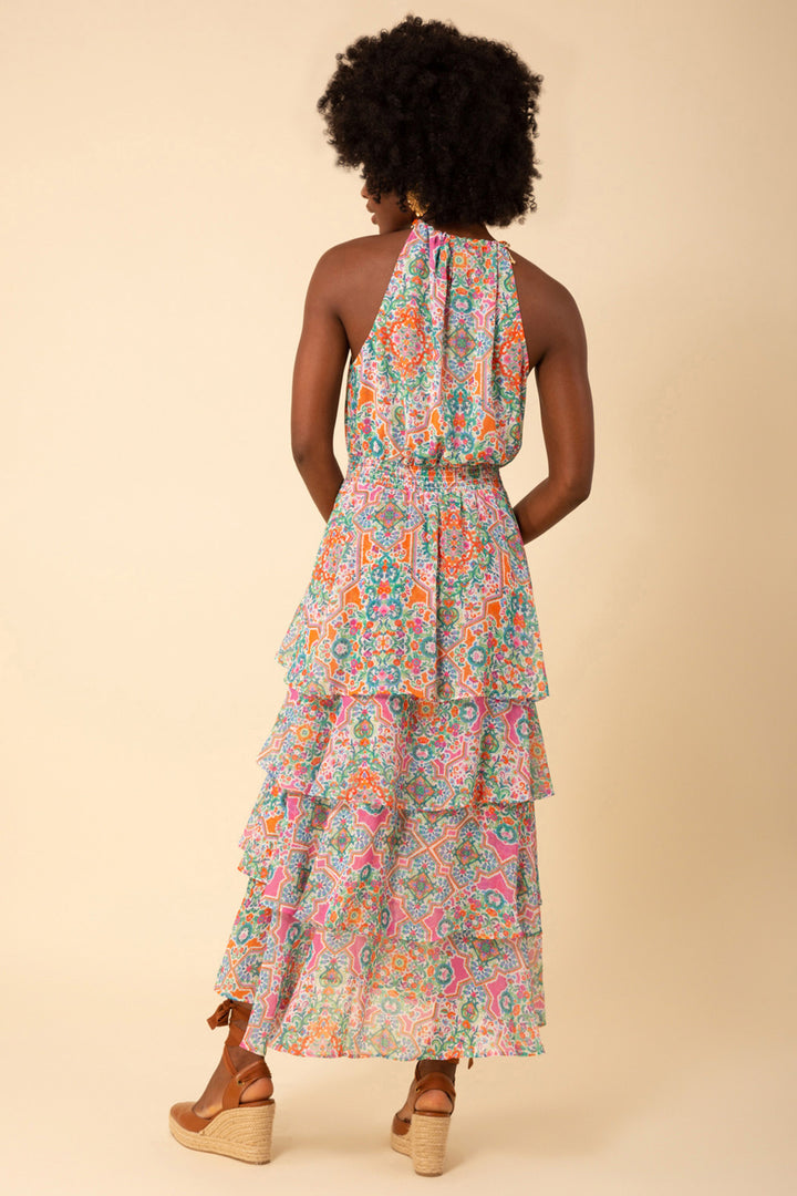 Hale Bob 41WN674A Layered Maxi Dress Orange Print - Lonah Boutique
