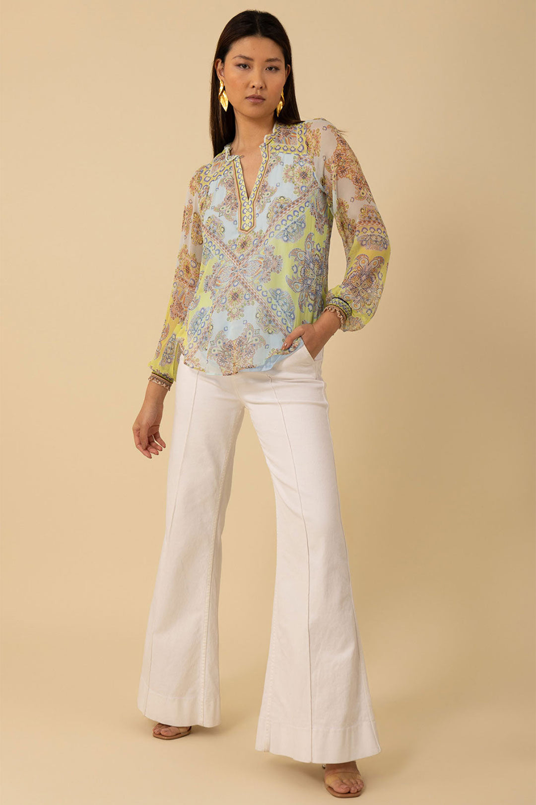 Hale Bob H4YAS210A Renata Silk Top Turquoise - Lonah Boutique