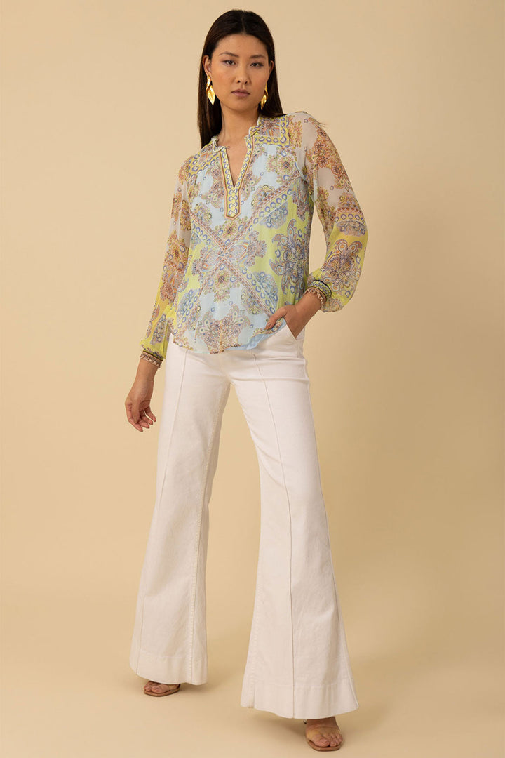 Hale Bob H4YAS210A Renata Silk Top Turquoise - Lonah Boutique