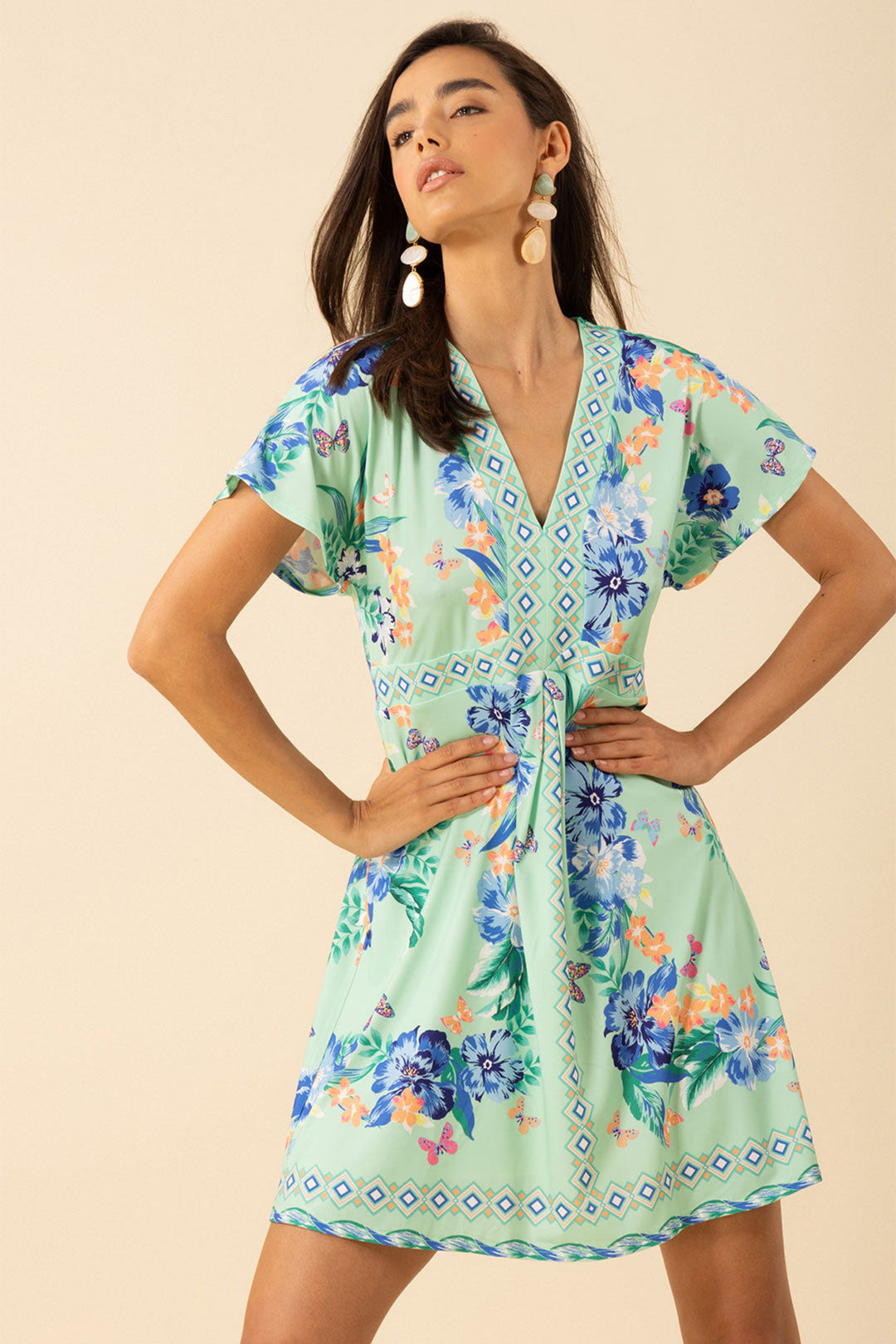 Hale Bob H53AU610A Bridget Jersey Print Dress Mint - Lonah Boutique