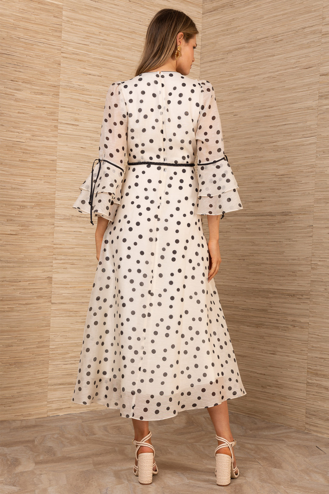 Hale Bob 5YET620M Aiyana Ivory Polka Dot Silk Blend Organza Maxi Dress