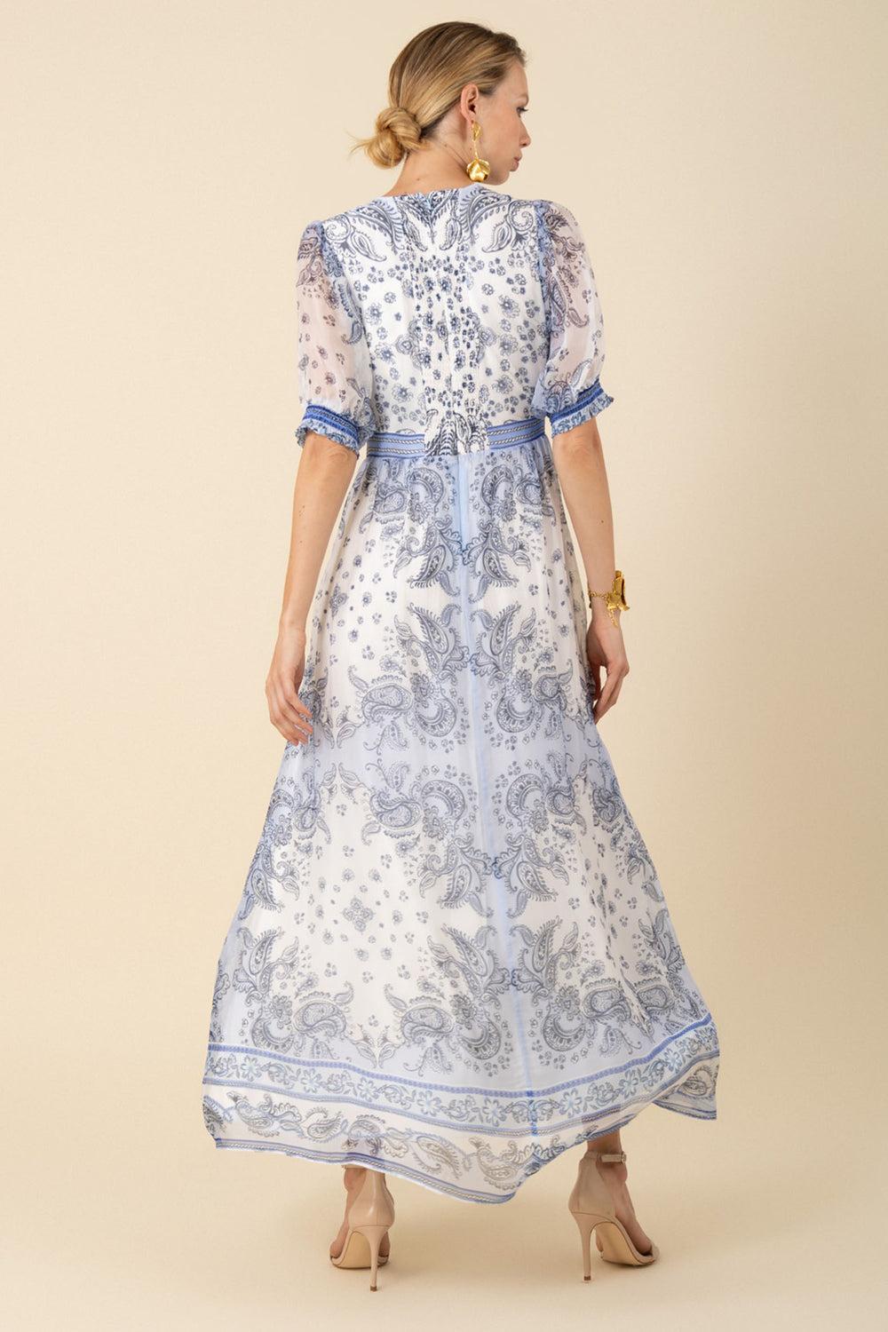 Hale Bob Lilian Paisley Print Chiffon Maxi Dress Blue 51NU652M  - Lonah Boutique Westbourne