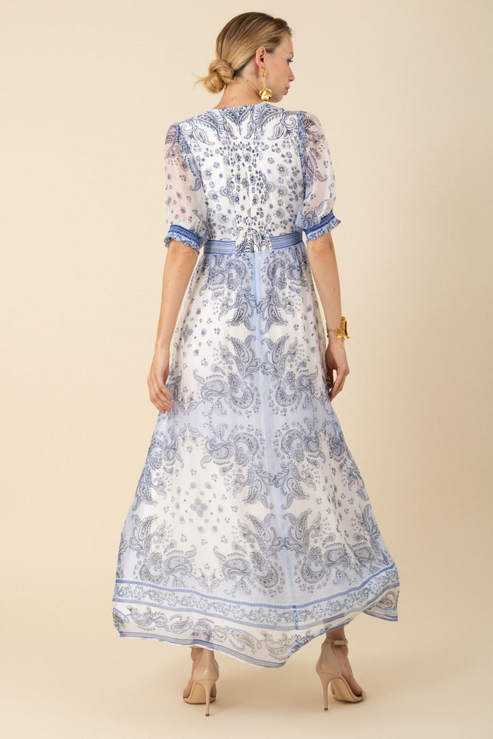 Hale Bob Lilian Paisley Print Chiffon Maxi Dress Blue 51NU652M  - Lonah Boutique Westbourne