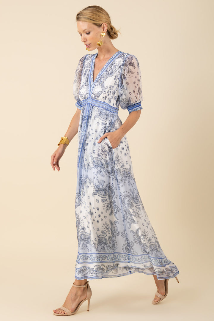 Hale Bob Lilian Paisley Print Chiffon Maxi Dress Blue 51NU652M  - Lonah Boutique Westbourne