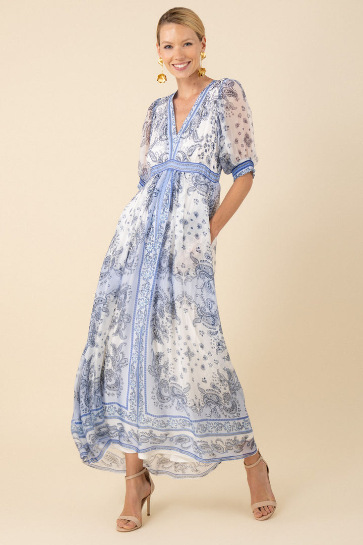 Hale Bob Lilian Paisley Print Chiffon Maxi Dress Blue 51NU652M  - Lonah Boutique Westbourne