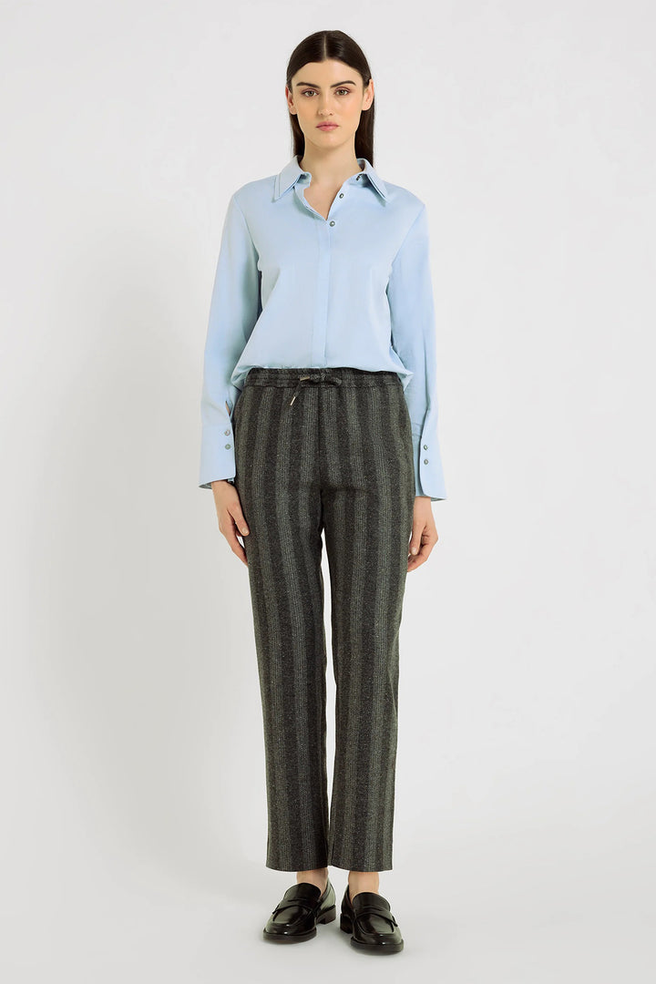 Hana San Beatrix Polar Blue Cotton Twill Shirt 13, full length front view