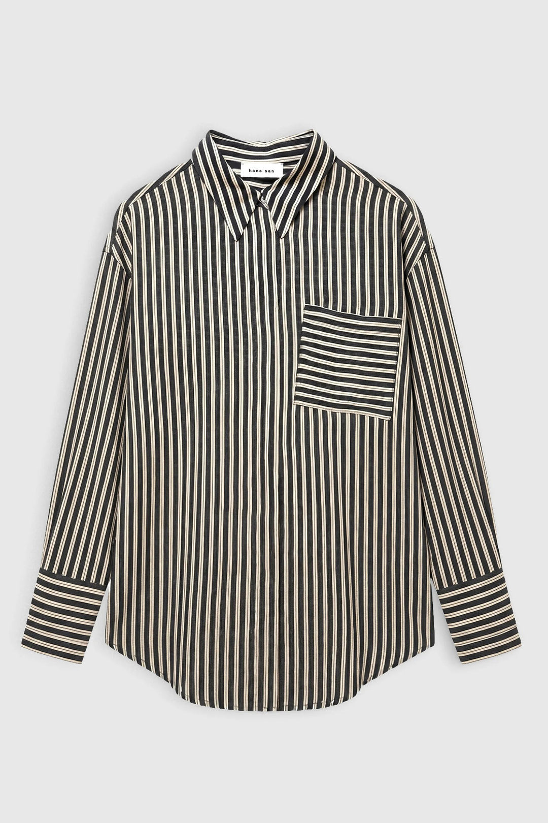Hana San Frances Black Striped Shirt 11, front packshot