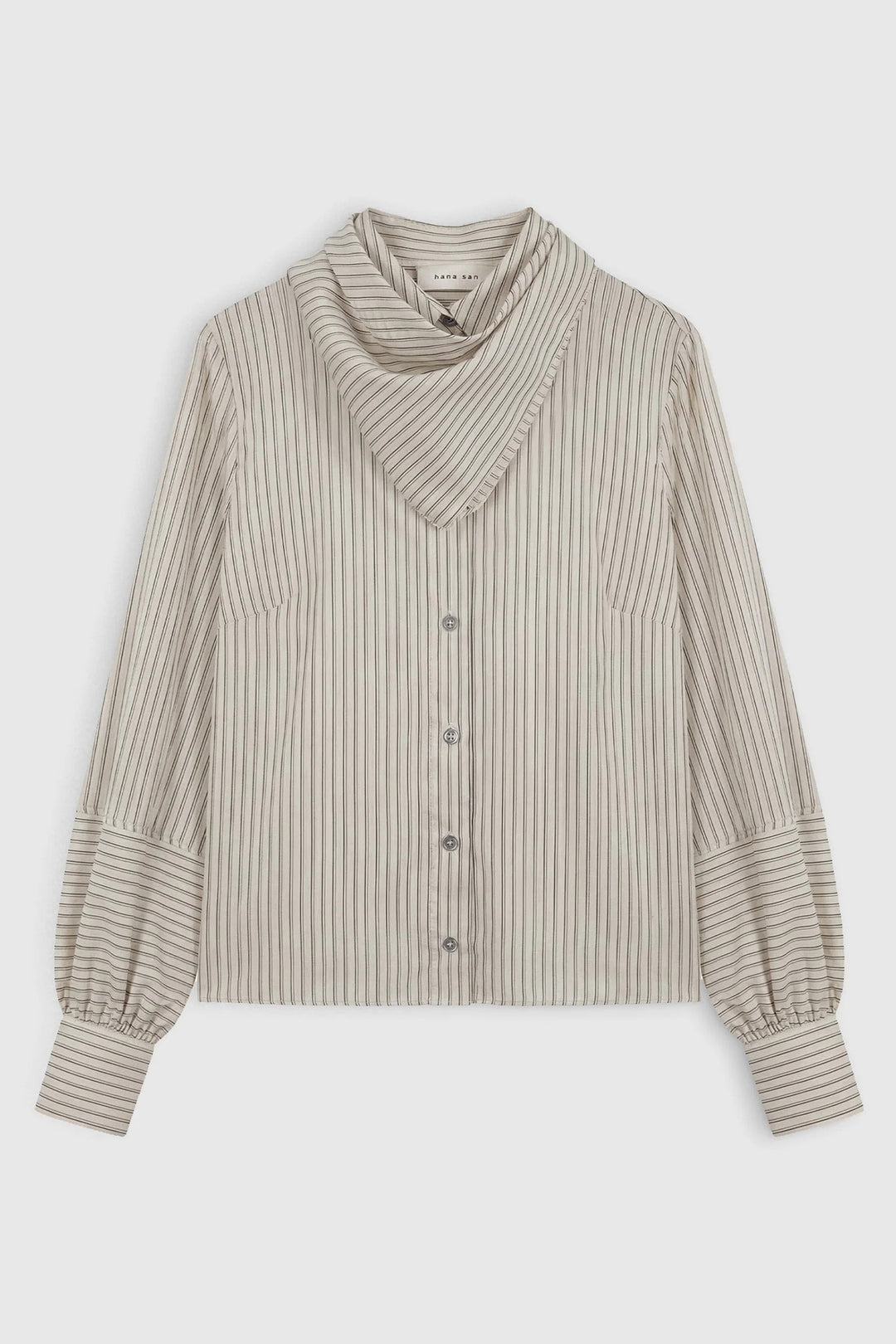Hana San Jane Ivory Striped Scarf Shirt 39, front packshot