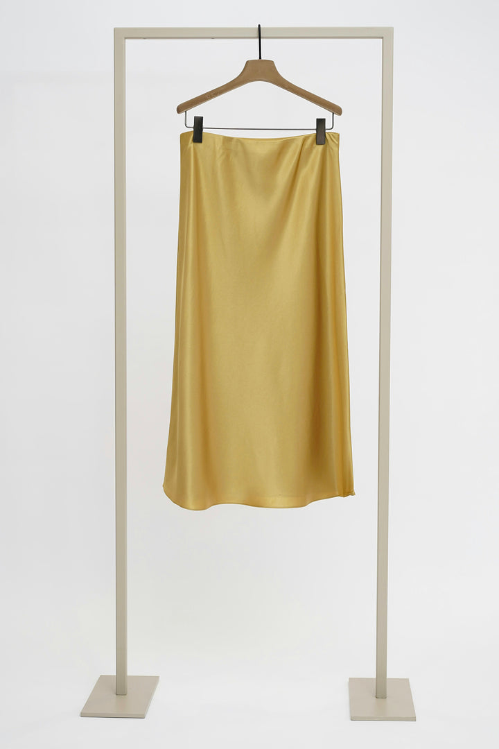 Herzen 25253-6512 Rock Khaki Subtle Sheen Midi Skirt