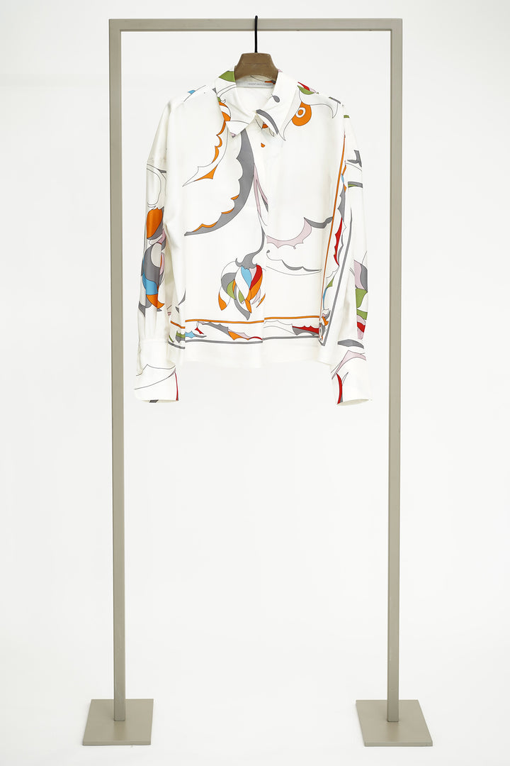 Herzen 25254-6164 Creamy Multicolour Print Silk Blouse