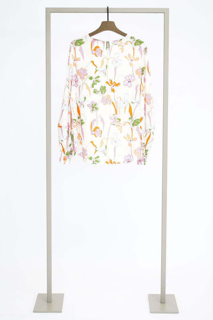 Herzen 25261 6074 Pink Multicolour Floral Print Silk Blouse