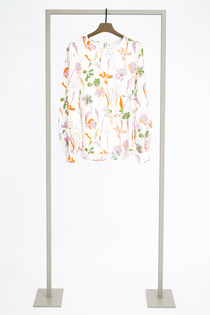 Herzen 25261 6074 Pink Multicolour Floral Print Silk Blouse