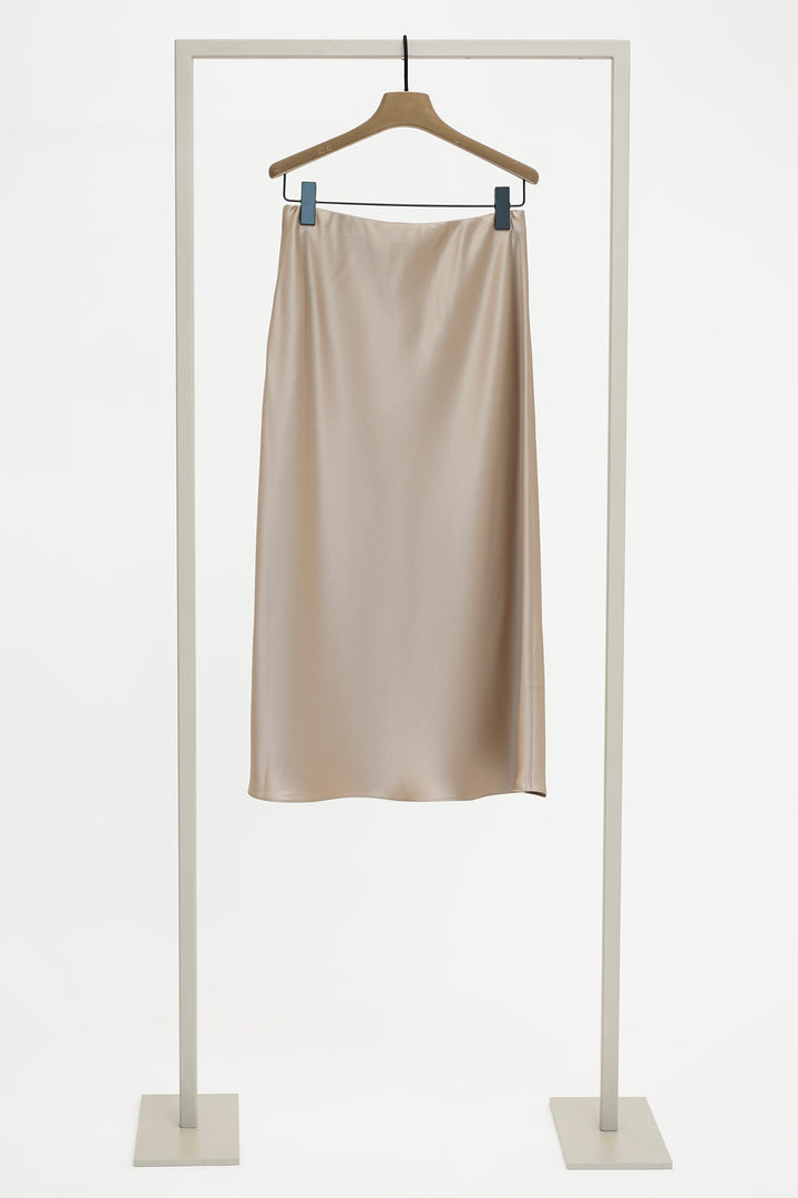 Herzen 25254-6512 Rock Taupe Subtle Sheen Midi Skirt