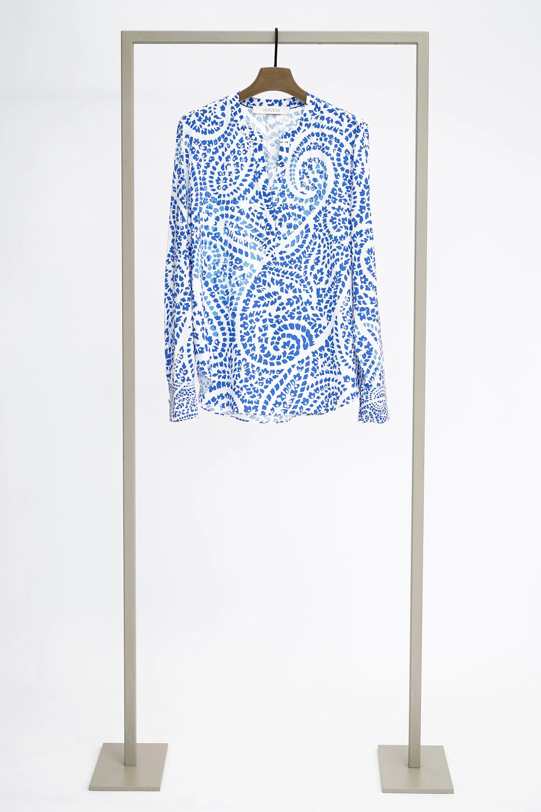 Herzens 25261 6056 Azure Superwhite Print Silk Stretch Blouse 261006