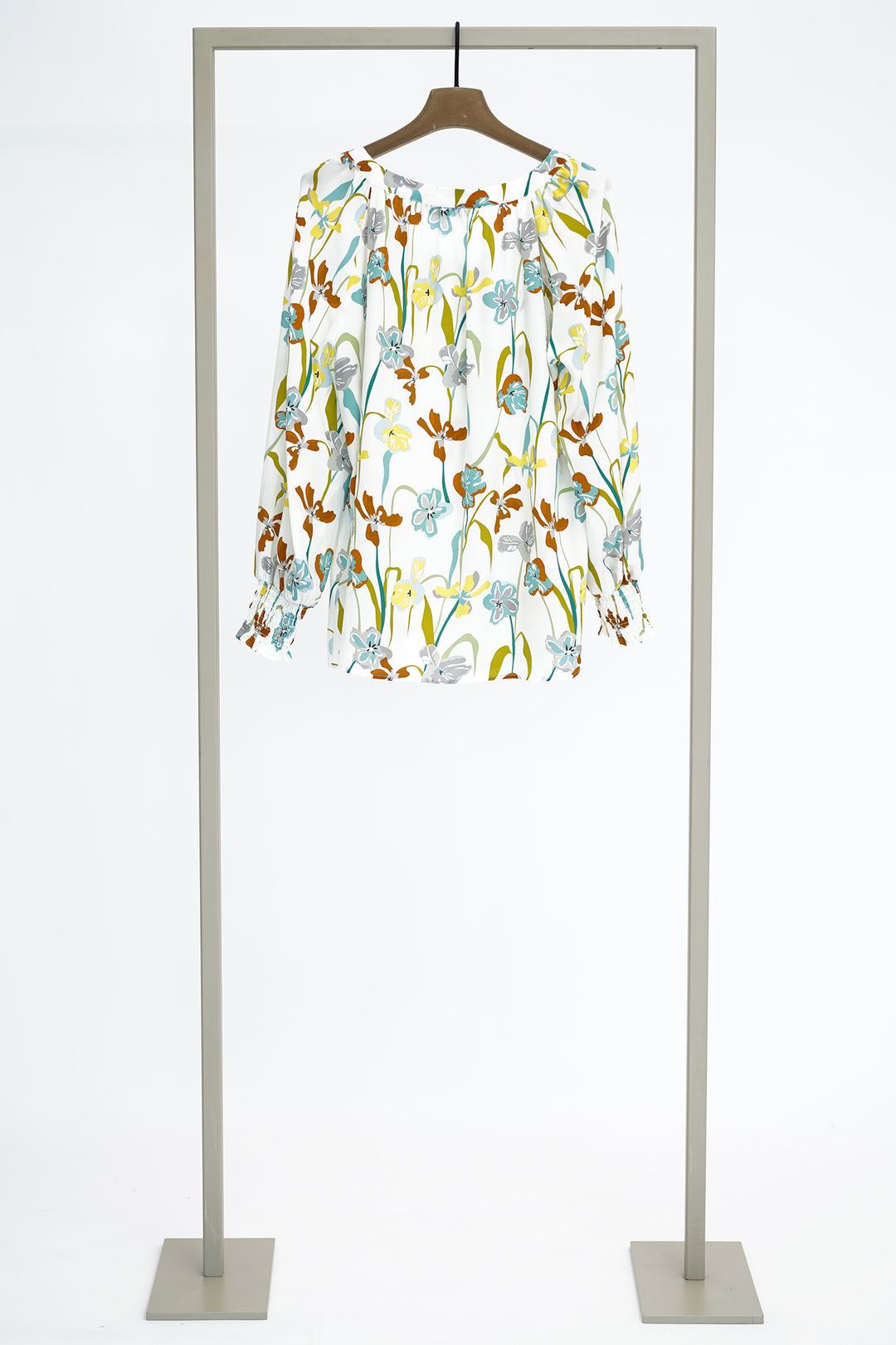 Herzens 25261 6075 Aqua Marine Floral Print Silk Blouse