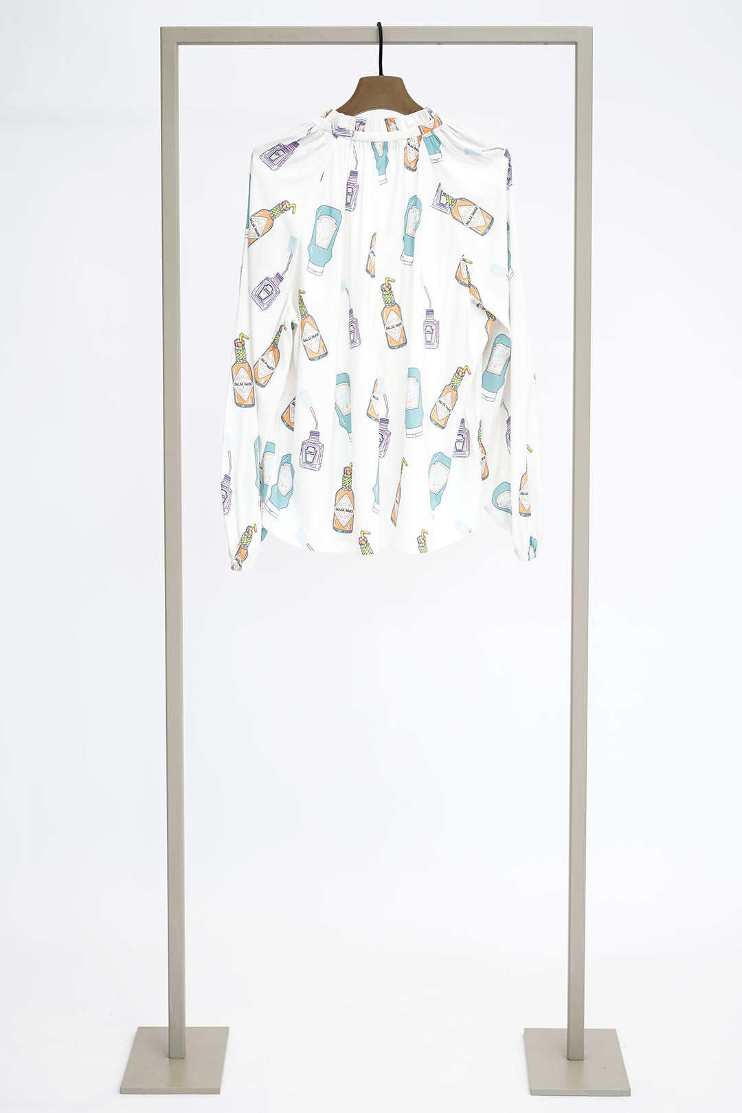 Herzens 25261 6092 Aqua Multicolour Bottle Print Silk Blouse