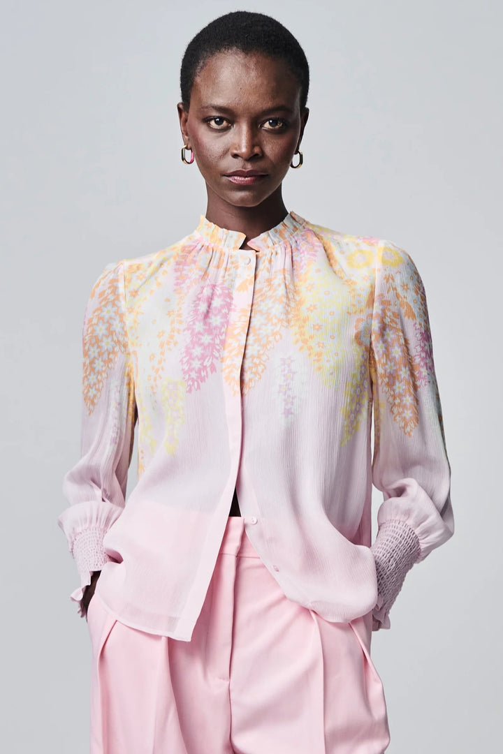 Herzens 25261 6702 Icy Pink Print Crinkle Blouse 261022