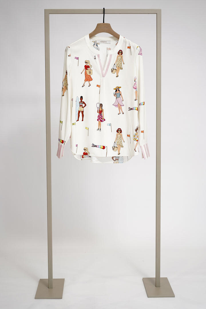 Herzens 25262-6093 Novelty White Blouse, front