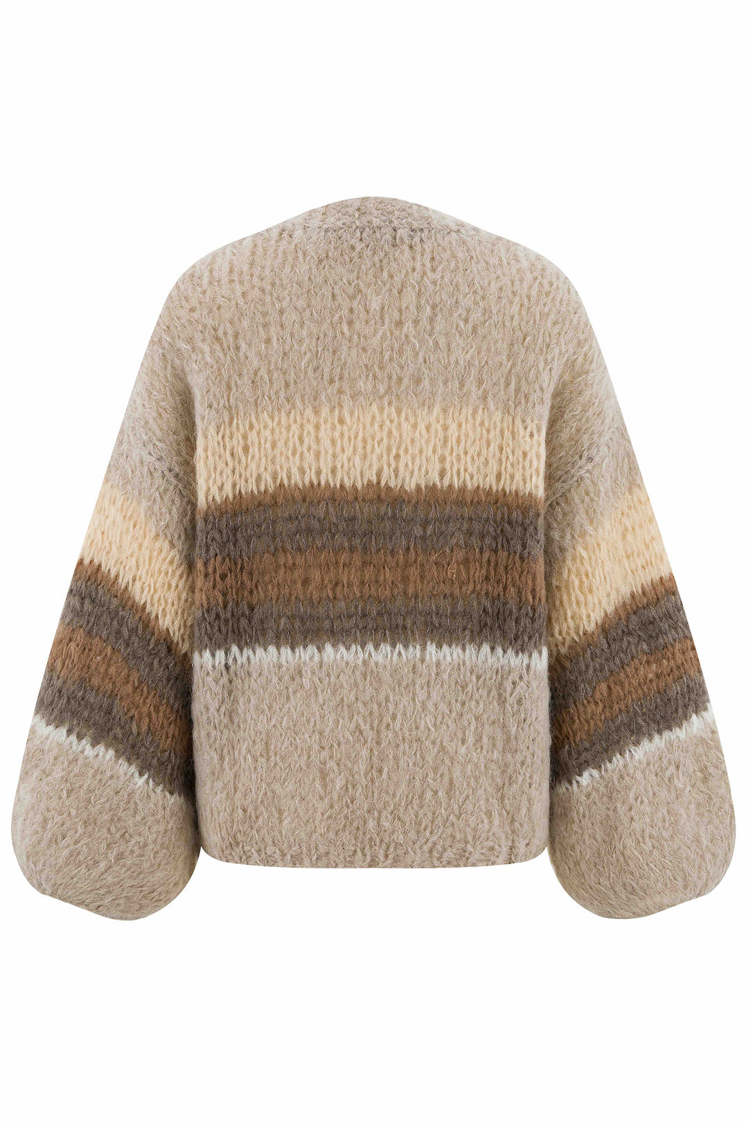 Herzens  25263-1309 Yara Flake Brown Stripe Loose Knit Cardigan 1309