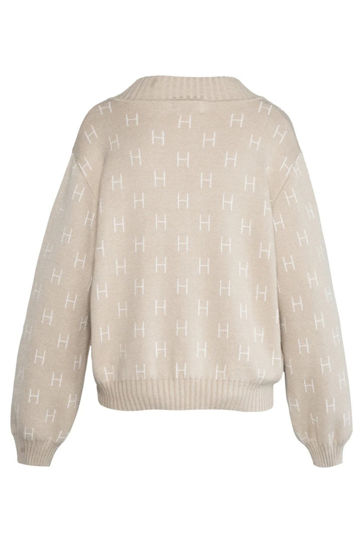 Hest 2510120221 Linda Beige V-Neck Cotton Mix Sweater
