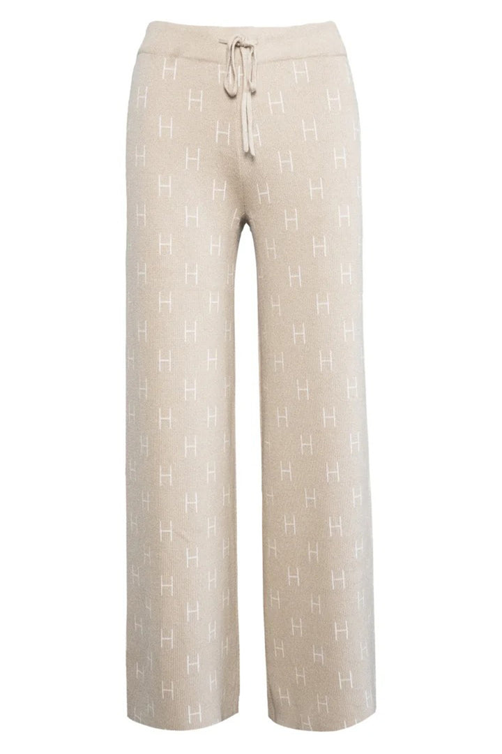 Hest 2510230222 Linda Beige Cotton Mix Drawstring Knitted Trousers