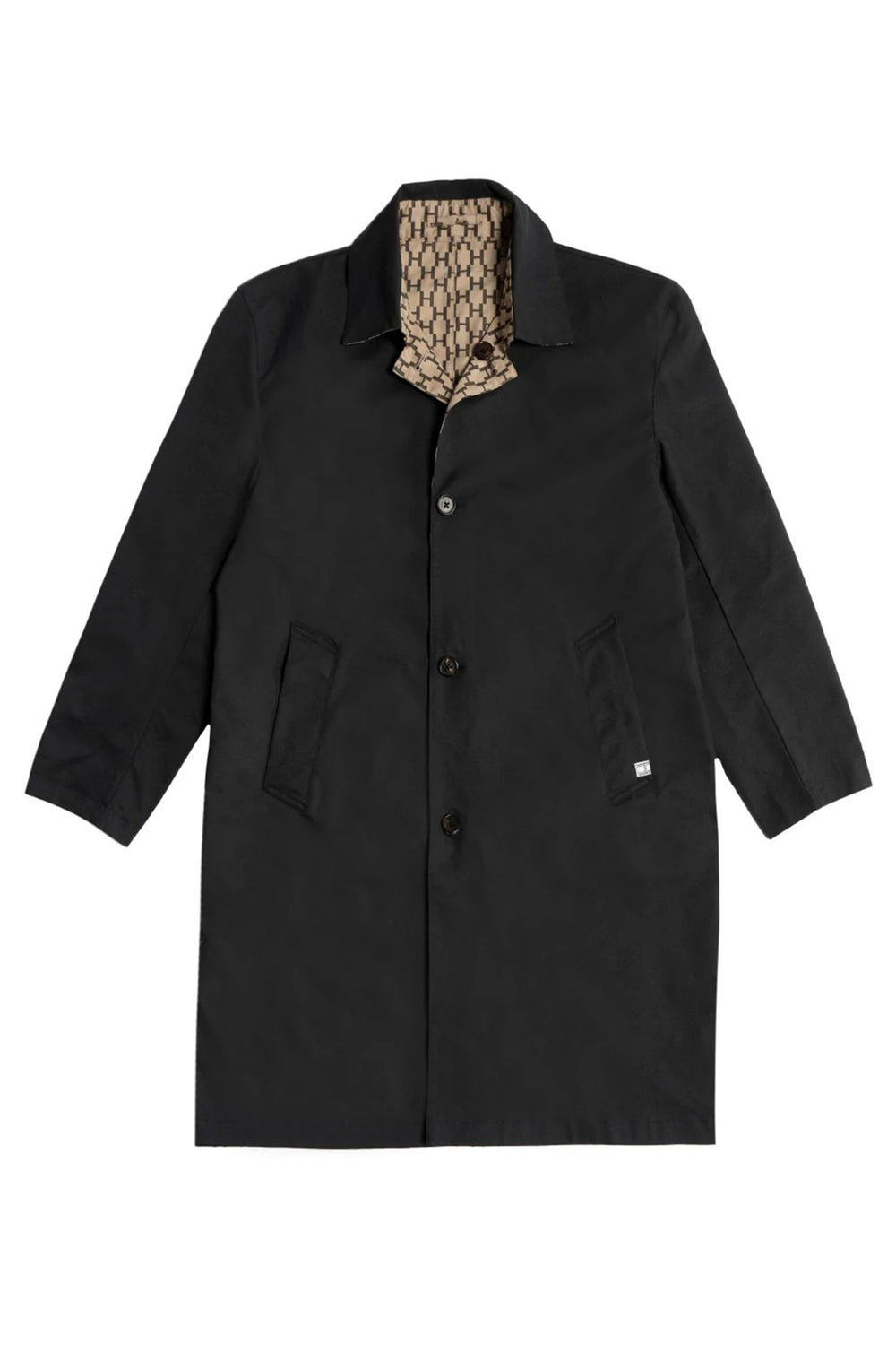 Black coat with lace lining on a white background