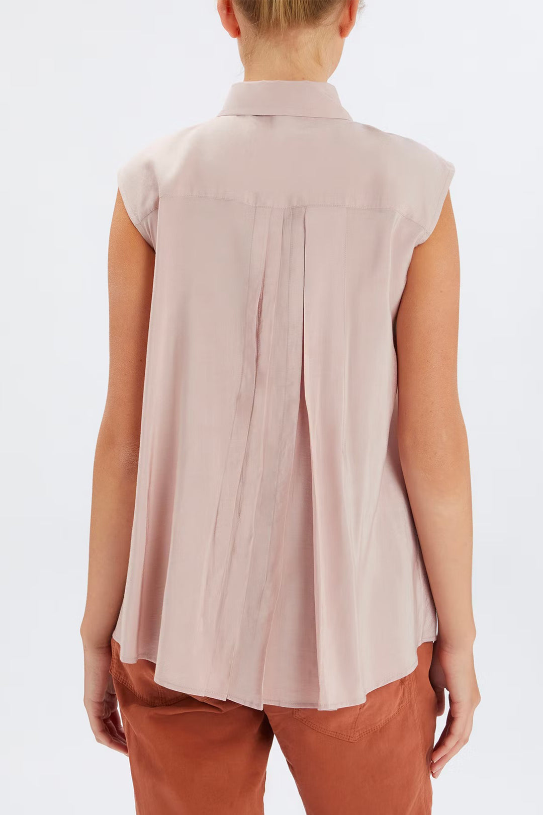 HIGH 753305-90Z56 Doodle Pink Sleeveless Stitch Pleat Top