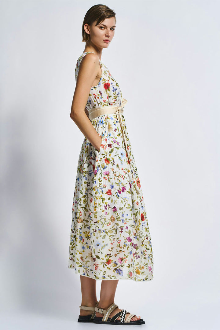 High Awakening Floral Print Flare Fit Dress White 721657 00011 - Lonah Boutique Westbourne