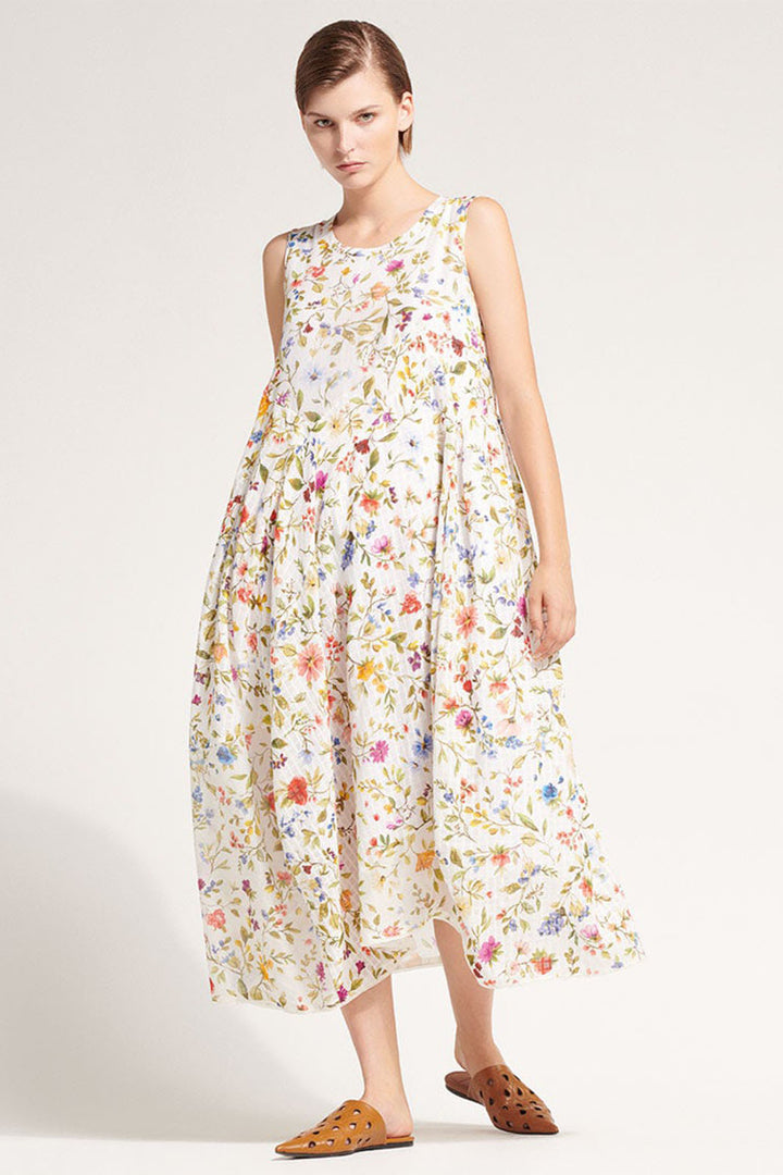 High Awakening Floral Print Flare Fit Dress White 721657 00011 - Lonah Boutique Westbourne