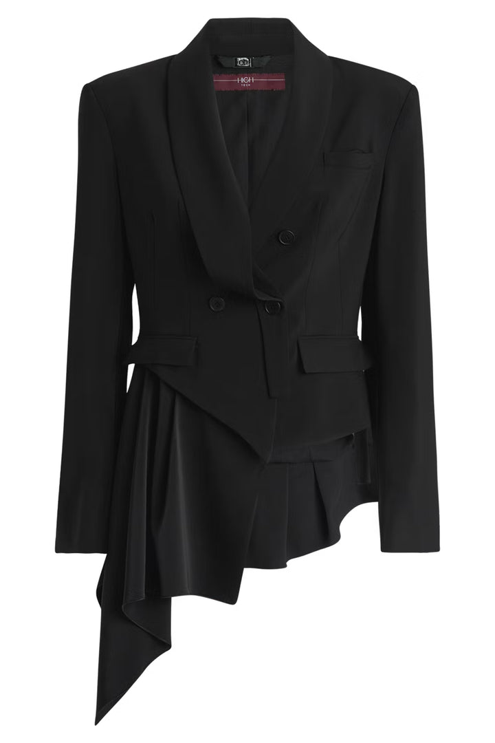 Black blazer with a unique design on a white background