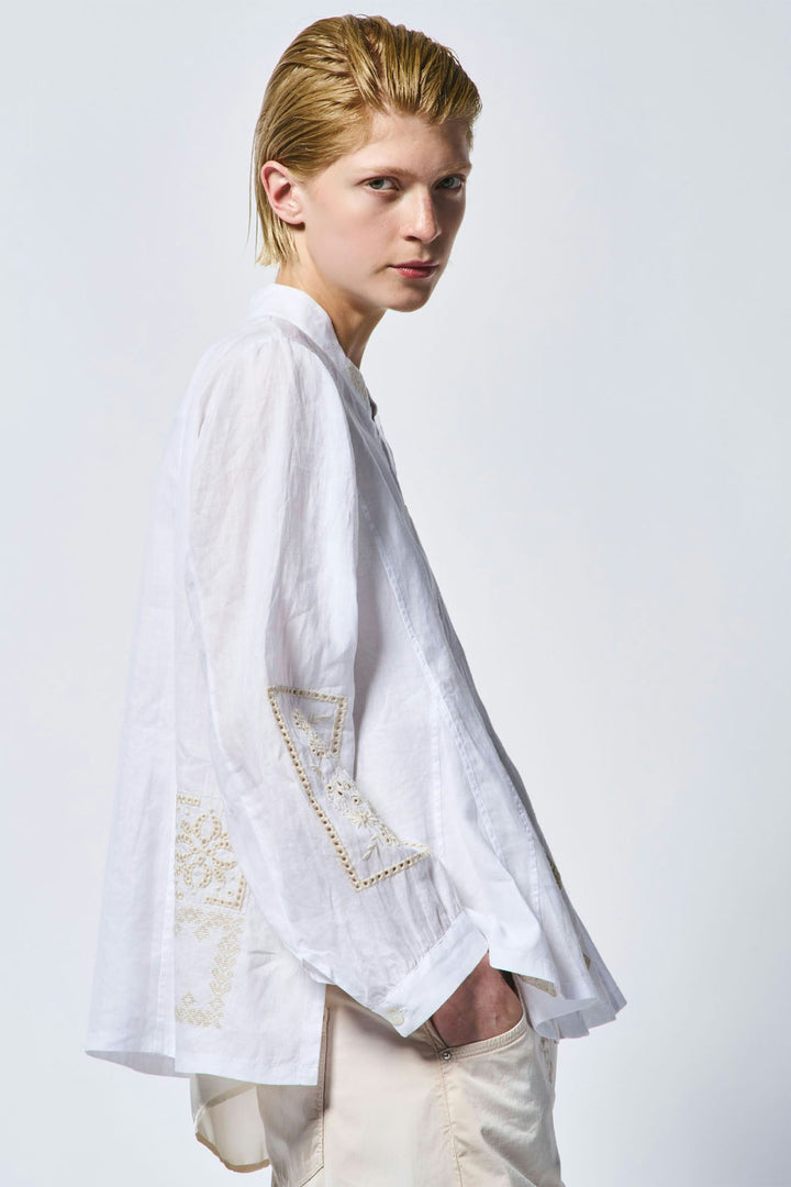 High Sequential High Neck Embroidered Jacket White 730449 00100 - Lonah Boutique Westbourne