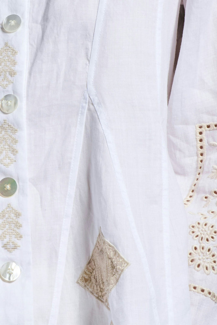 High Sequential High Neck Embroidered Jacket White 730449 00100 - Lonah Boutique Westbourne