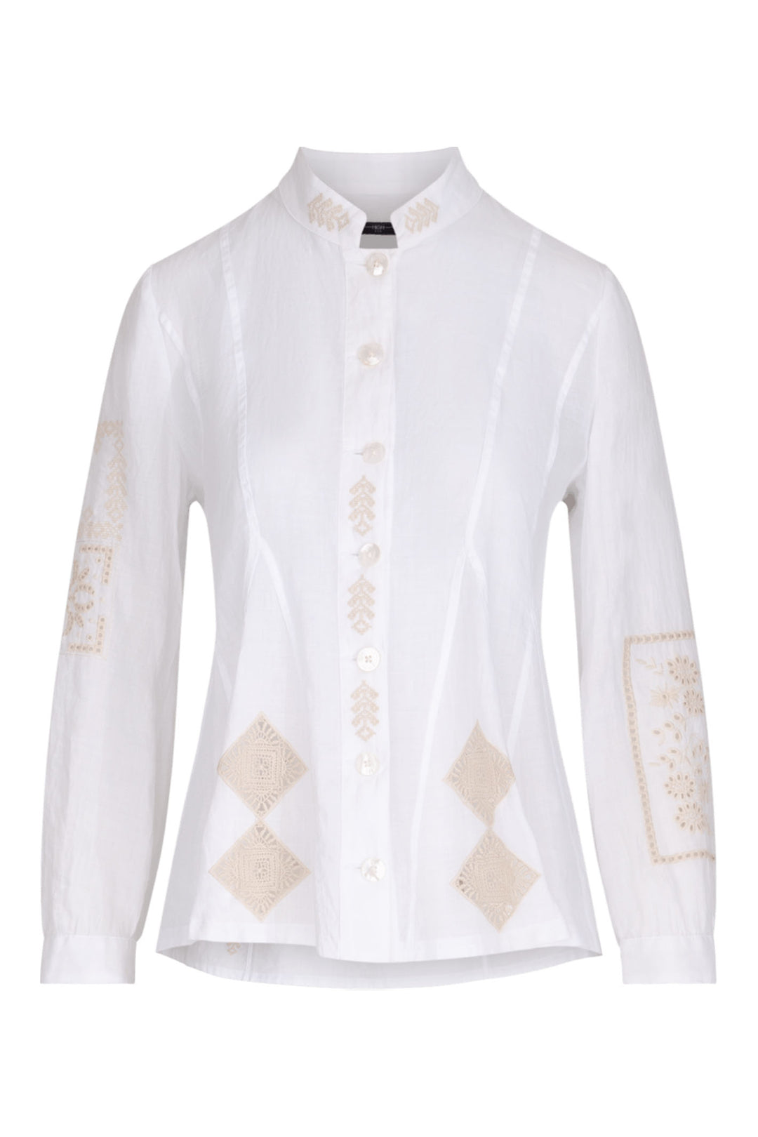 High Sequential High Neck Embroidered Jacket White 730449 00100 - Lonah Boutique Westbourne