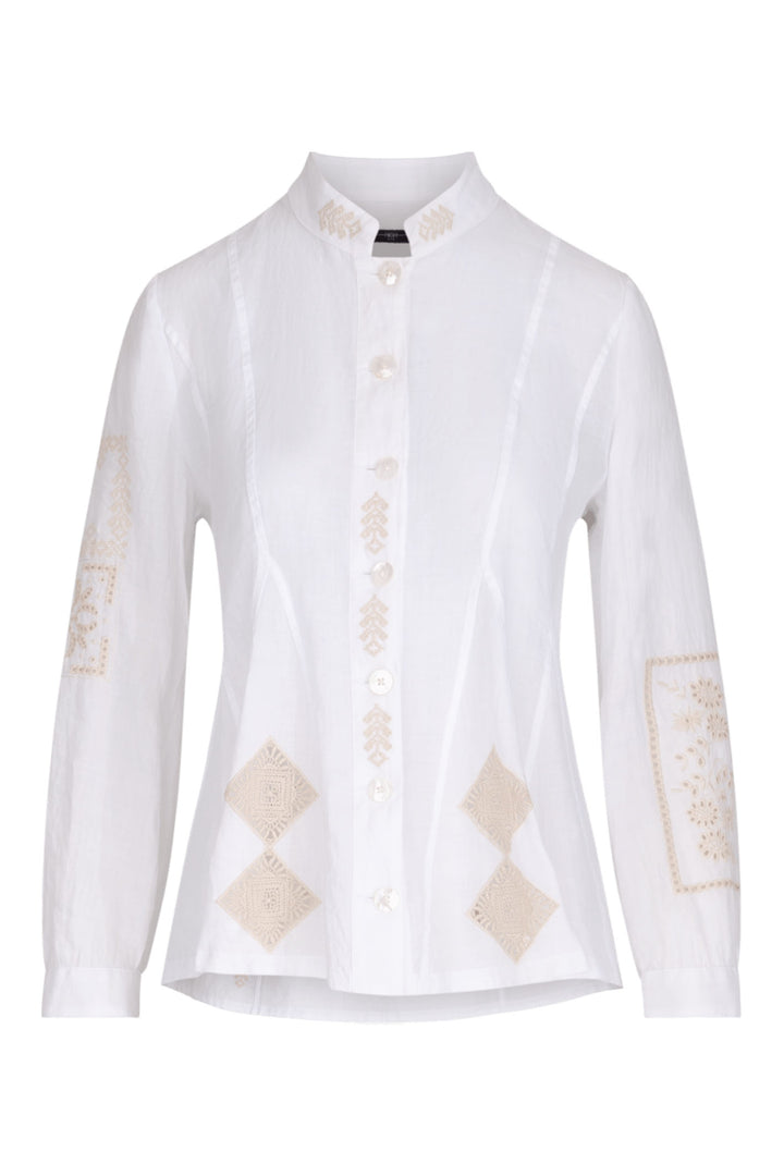 High Sequential High Neck Embroidered Jacket White 730449 00100 - Lonah Boutique Westbourne