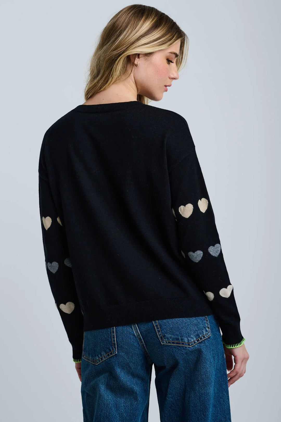Lisa Todd F255-763 Love Track Black Cotton-Cashmere Heart Jumper