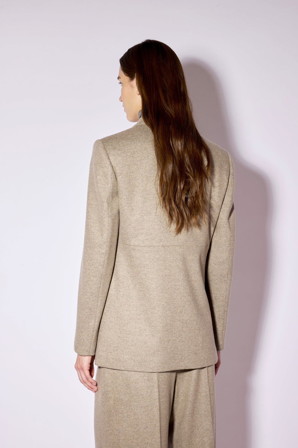 Liviana Conti Brown Kasha Cashmere Blend Jacket F6WN48, back view