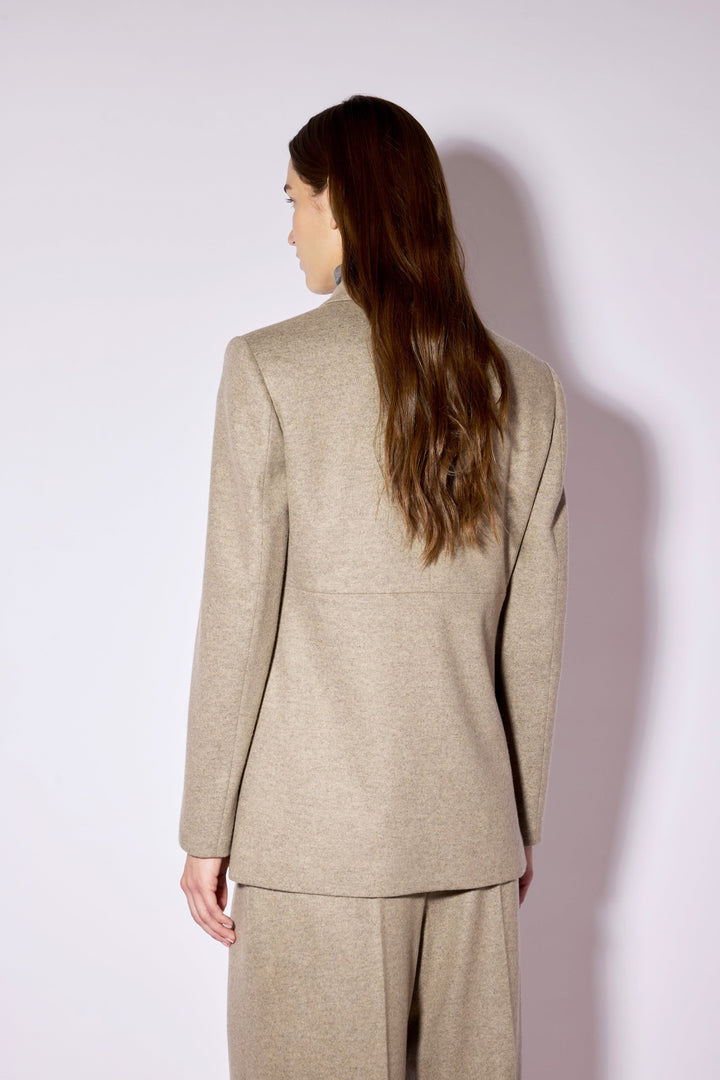 Liviana Conti Brown Kasha Cashmere Blend Jacket F6WN48, back view