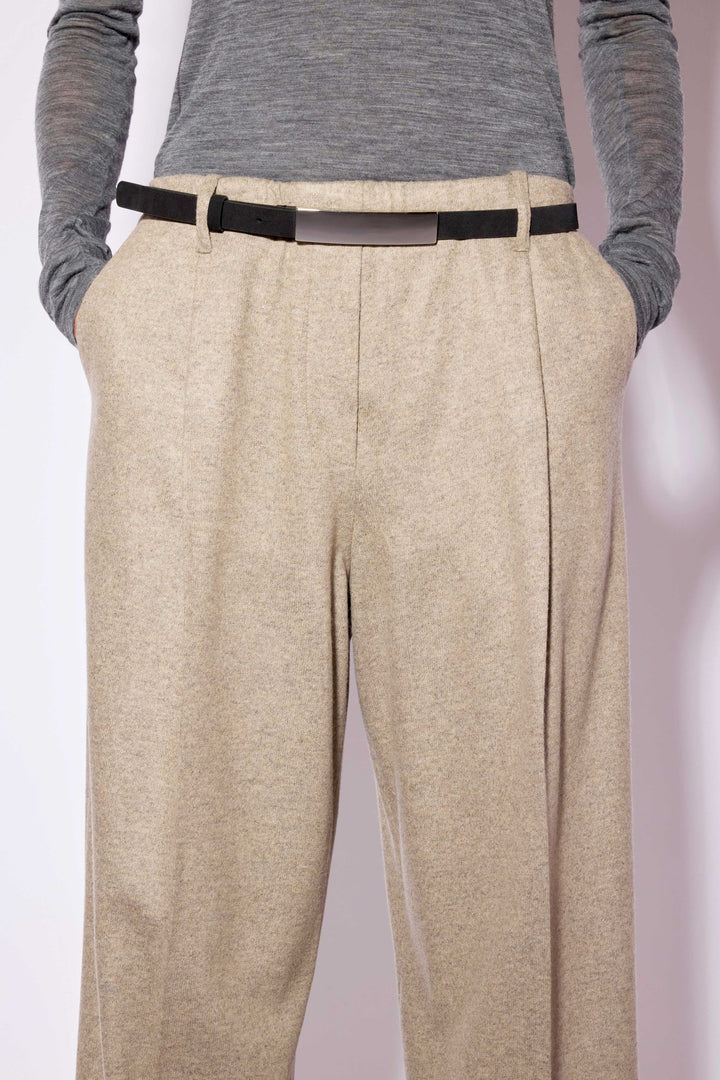 Liviana Conti Brown Kasha Cashmere Blend Trousers F6WN37, fabric detail