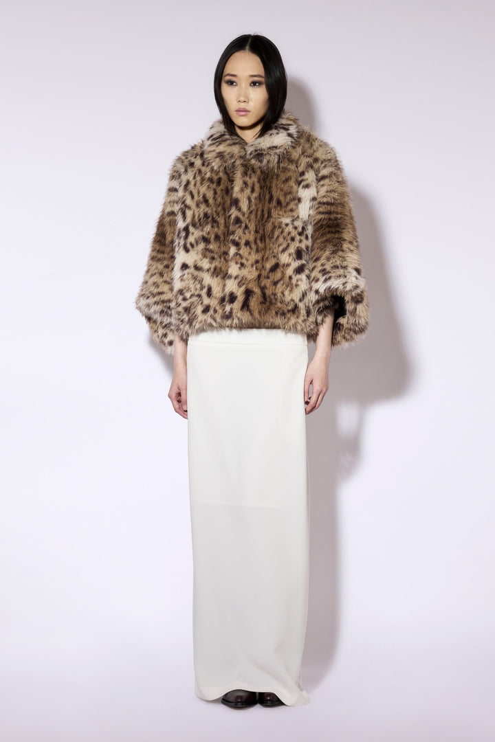 Liviana Conti Lynx Print Faux Fur Coat F6WW70, front view full length