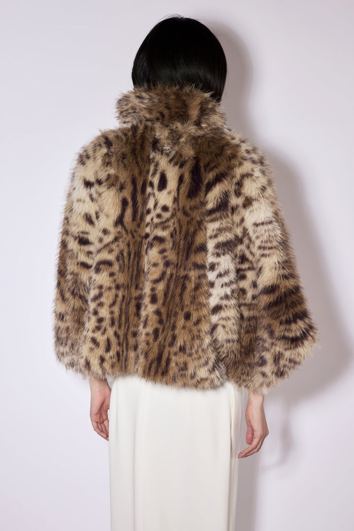 Liviana Conti Lynx Print Faux Fur Coat F6WW70, back view