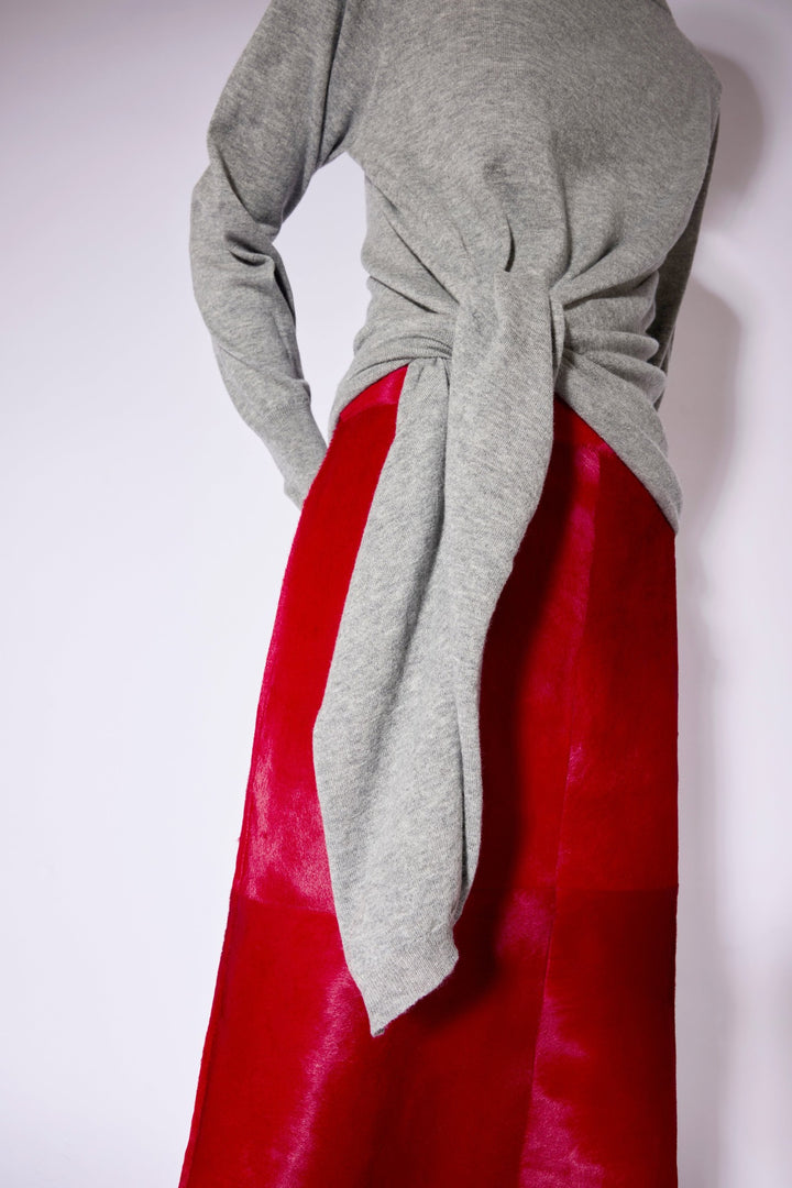 Liviana Conti Medium Grey Melange Wool Jumper F6WB07, tie detail