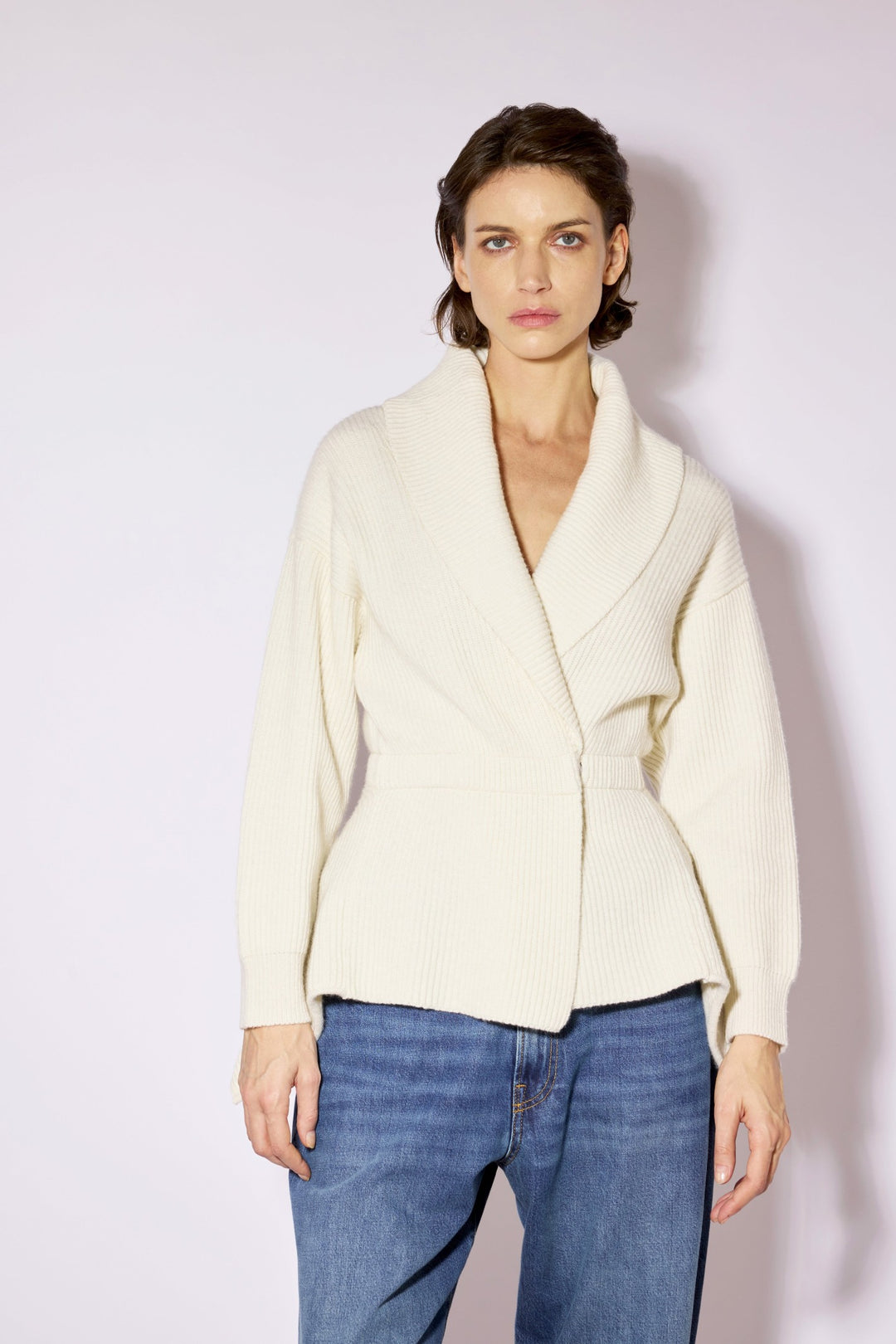 Liviana Conti Pumice White Cashmere Blend Cardigan F6WC17, front view